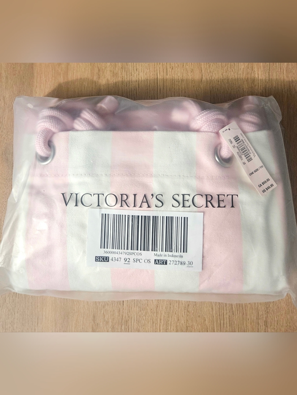Victoria's Secret Heritage Stripe Rope Handle Tote Bag NEW SEALED MSRP $49.95 - Picture 10 of 14